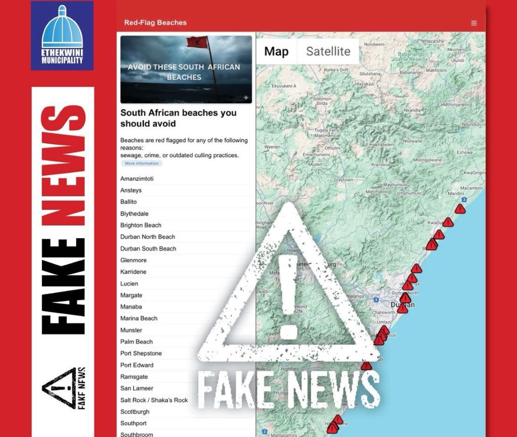 CITY ISSUES STERN WARNING TO FAKE WEBSITE SPREADING FALSE INFORMATION ABOUT DURBAN BEACHES